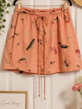 L.L. Bean Fly Fishing Lures Print Skirt Cabincore Gorpcore Size Large